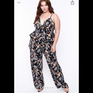 Curvy sense floral top and pants set